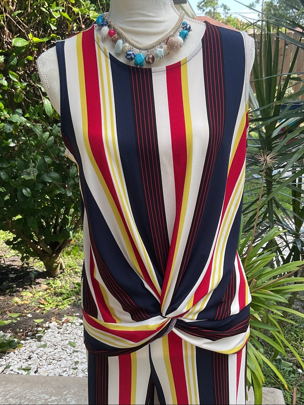 Vibrant Twist-Front Tank with Matching Pants